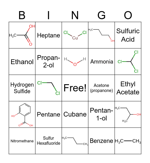 Chem Soc Bingo Card