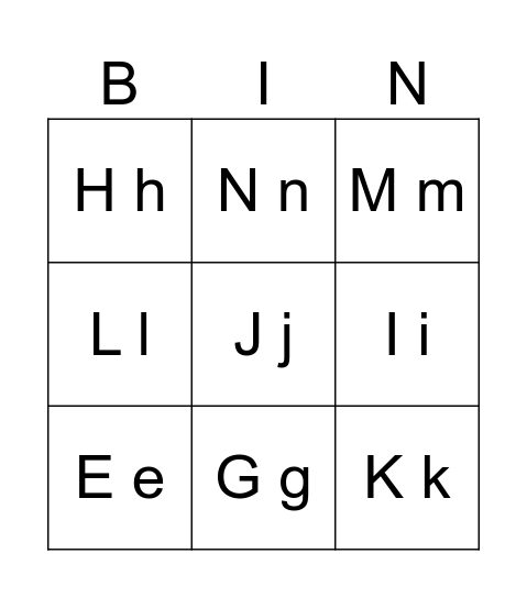 ABC BINGO Card