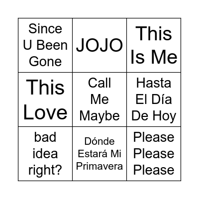 Bingo musical #26 Bingo Card