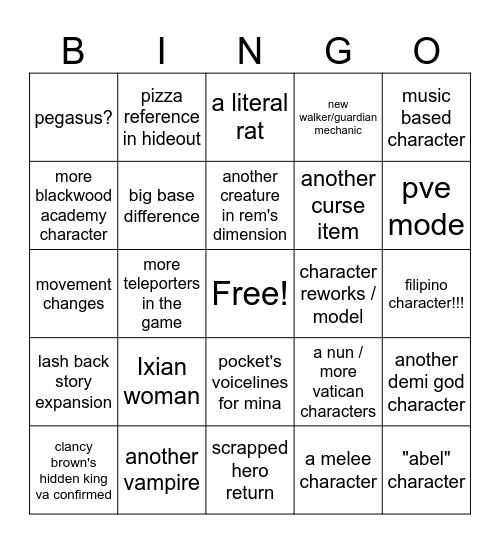 Inon's Deadlock Bingo Card