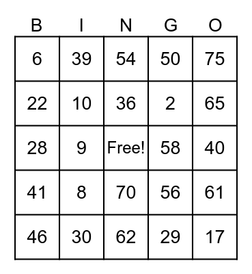 ICE Bingo Card