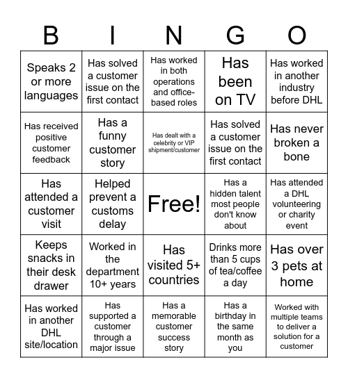 Extra Mile - CS Week! Bingo Card