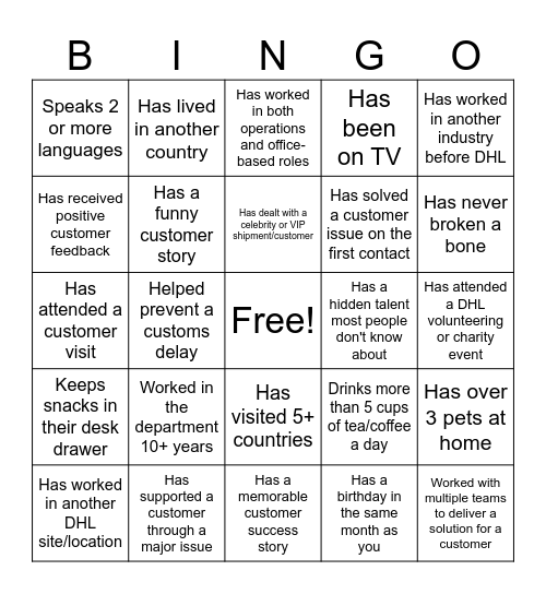 Extra Mile - CS Week! Bingo Card