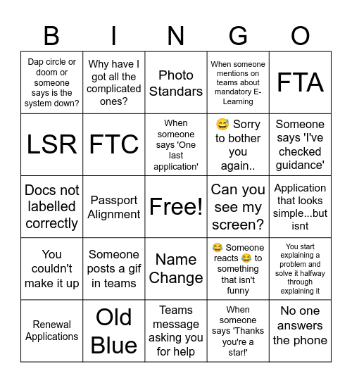 HMPO BINGO Card