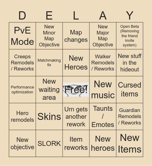 Deadlock Update Bingo Card