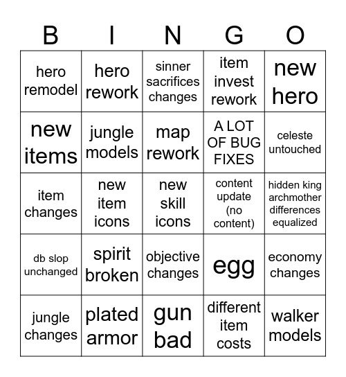 deadlock bingo Card