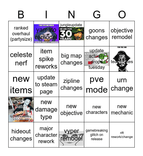 Deadlock September Update Bingo Card