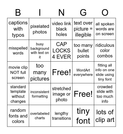 PRESO Bingo Card