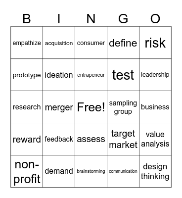 entrepreneurship class bingo Card