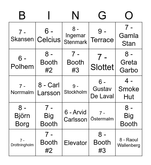 Insa Bingo Card