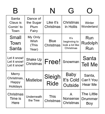 Christmas Songs 2026 Bingo Card