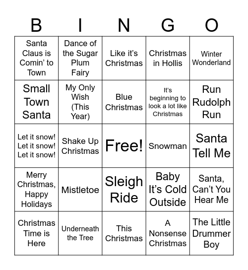 Christmas Songs 2026 Bingo Card