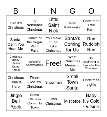 Christmas Songs 2026 Bingo Card