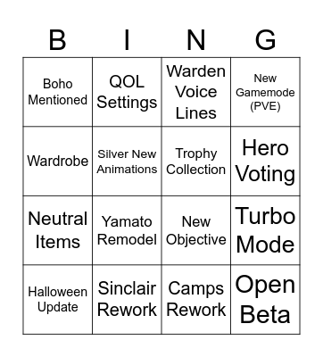 OJ Bingo Card