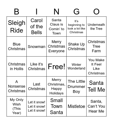 Christmas Songs 2026 Bingo Card