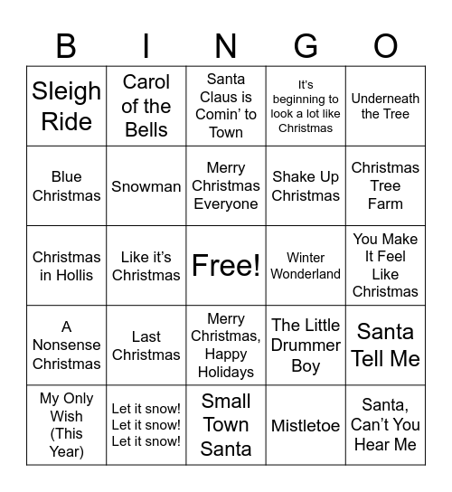 Christmas Songs 2026 Bingo Card