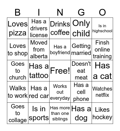 Know your team  Bingo Card