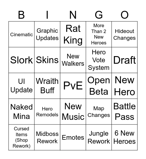 THE ONLY ACCURATE DEADLOCK PATCH BINGO Card
