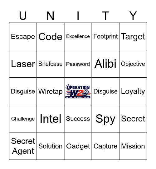 Operation W2: One Team One Mission One Goal Bingo Card