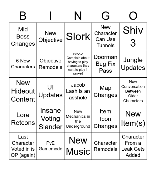 Deadlock Update Predictions Bingo Card