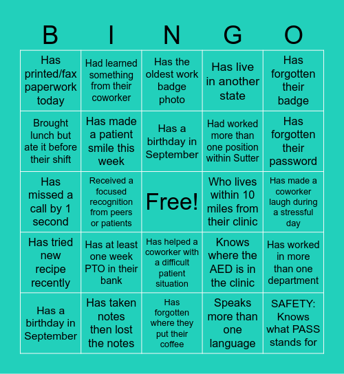 AWM BINGO Card