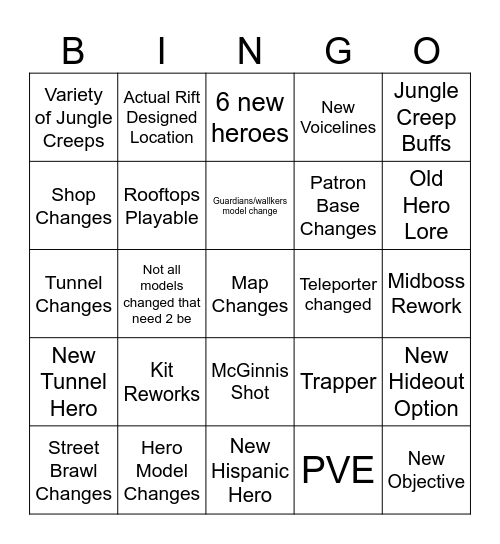 DL patch bingo Card