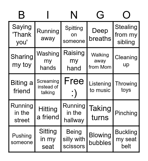Safe vs Not Safe Bingo Card