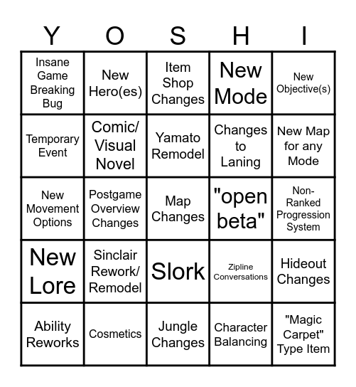 DEADLOCK PATCH TRUE CHANGES Bingo Card