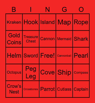 Pirate Bingo Card