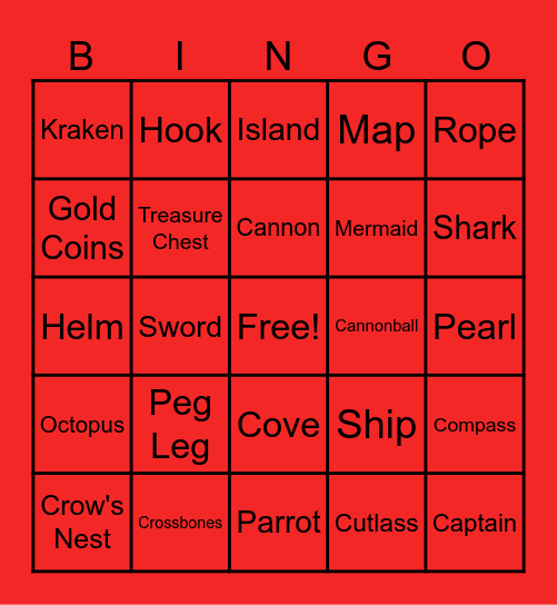 Pirate Bingo Card
