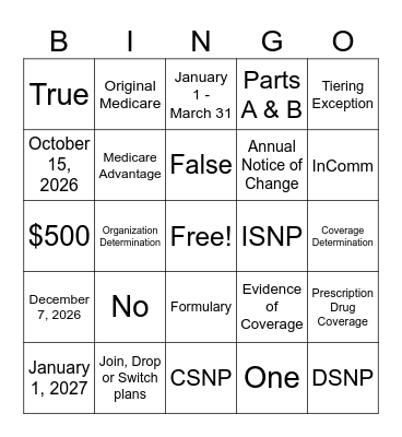 AEP BINGO Card