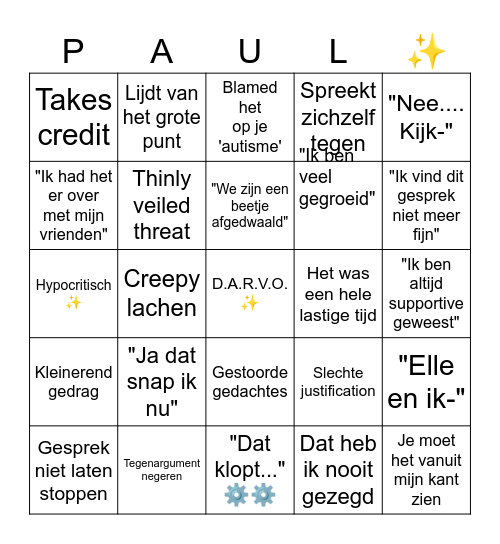 gesprekken met Paul✨ Bingo Card