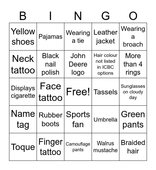 SBC OCTORBER Bingo Card