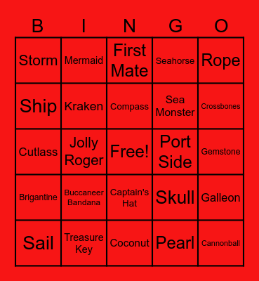Pirate Bingo Card