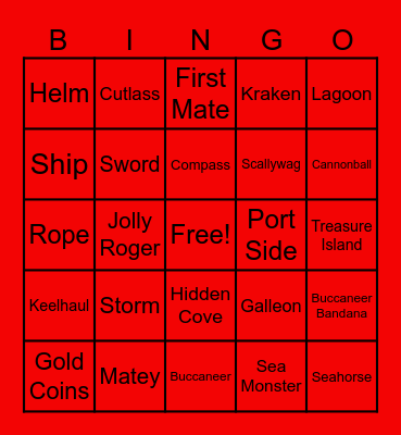 Pirate Bingo Card
