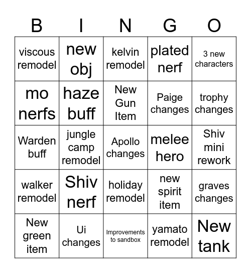 New patch Bingo Card