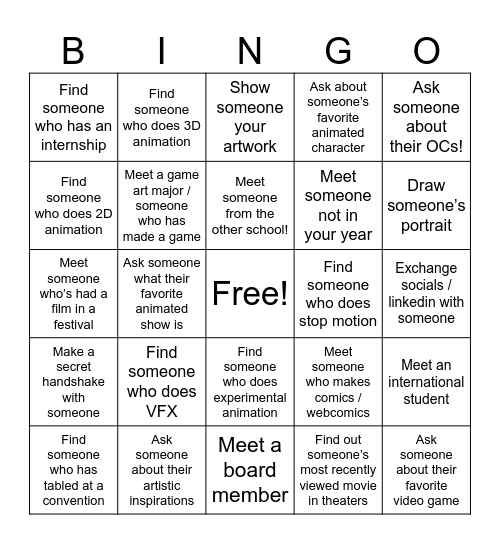 WIA Student Collective Collab Bingo Card