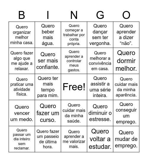 Bingo sobre Metas Bingo Card