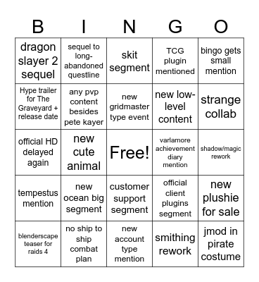 runefest 2026 Bingo Card