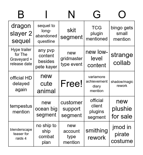 runefest 2026 Bingo Card