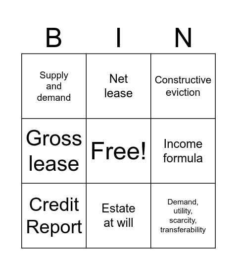 Ch. 17/18 Bingo Card