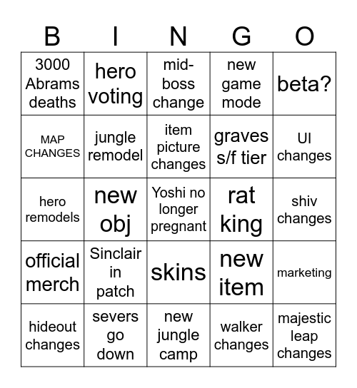 update bingo Card