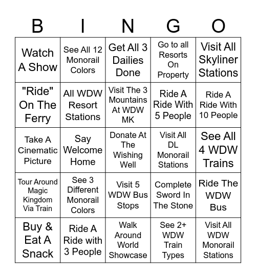 The ULTAMATE MCParks Bingo Card