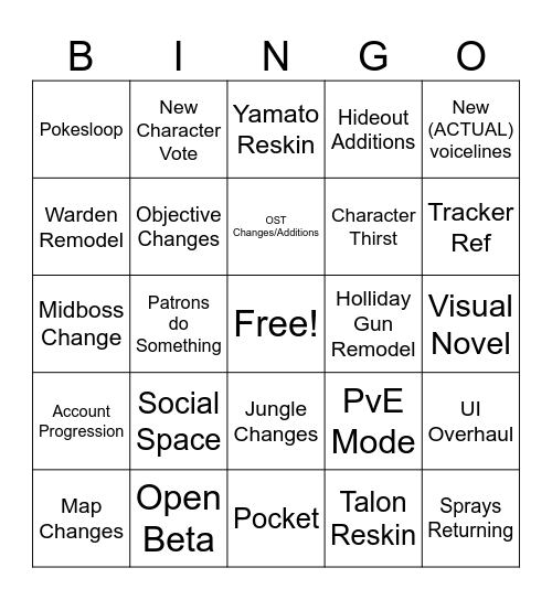 DEADLOCK TODAY!!!! Bingo Card