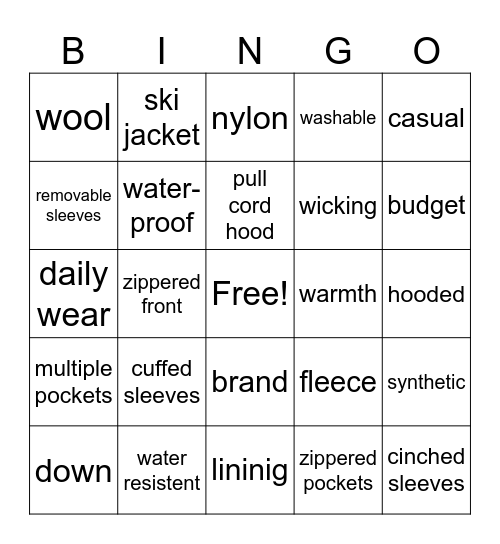 Cotton Boll - Jackets Bingo Card