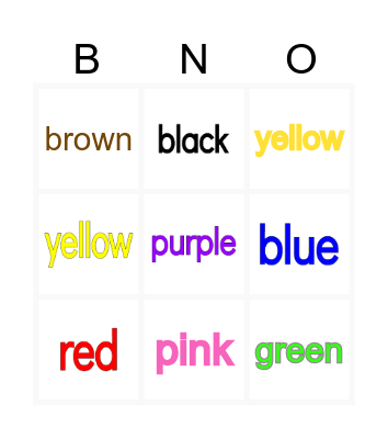 Color Bingo Card