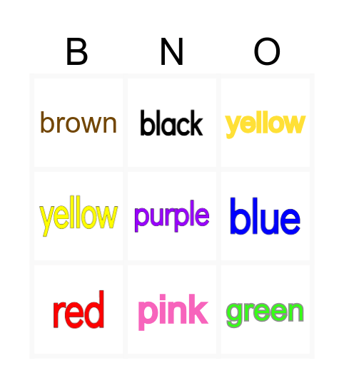 Color Bingo Card