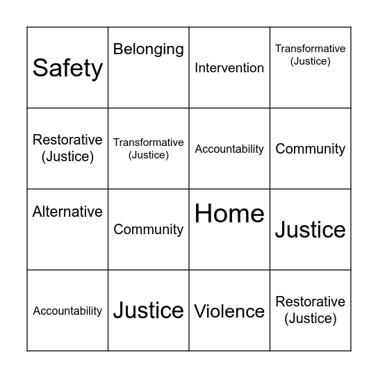 Key Vocab & Concepts BINGO Card