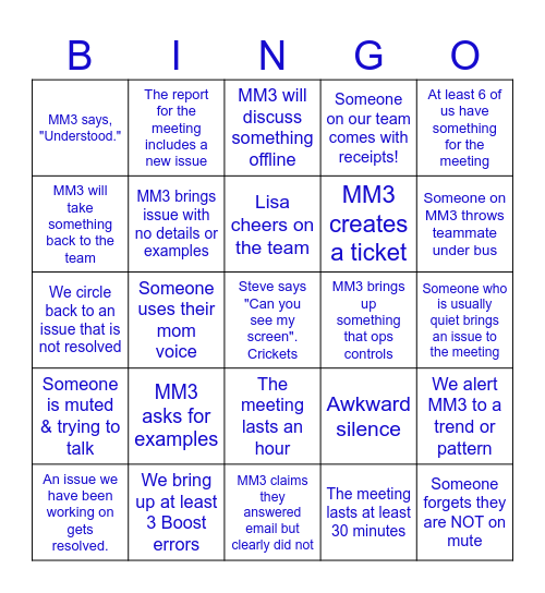 Billing Meeting Bingo updated 9/29/26 Bingo Card