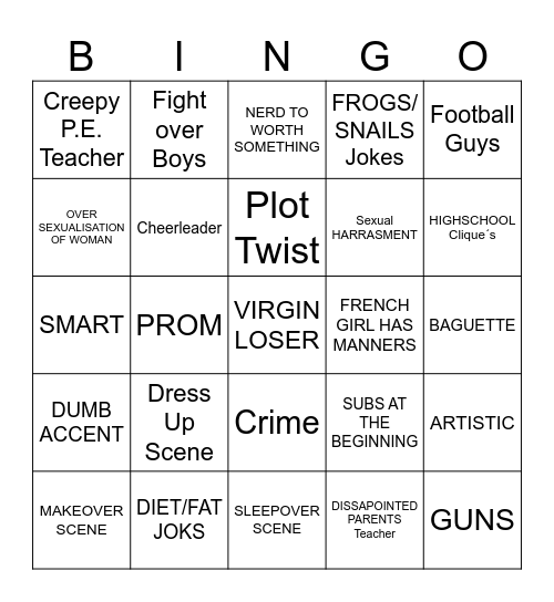 Slap Her, She's French! Bingo Card